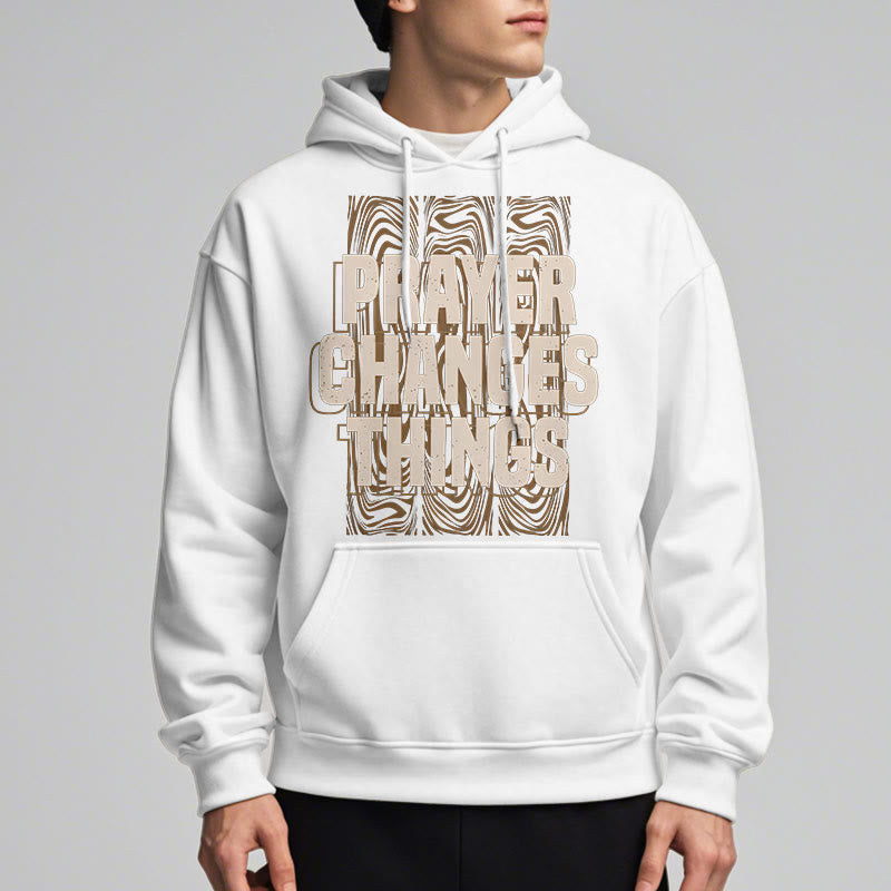 christiandiscipleshop Modern Style Prayer Changes Things Fleece Lined Polyester Hoodie