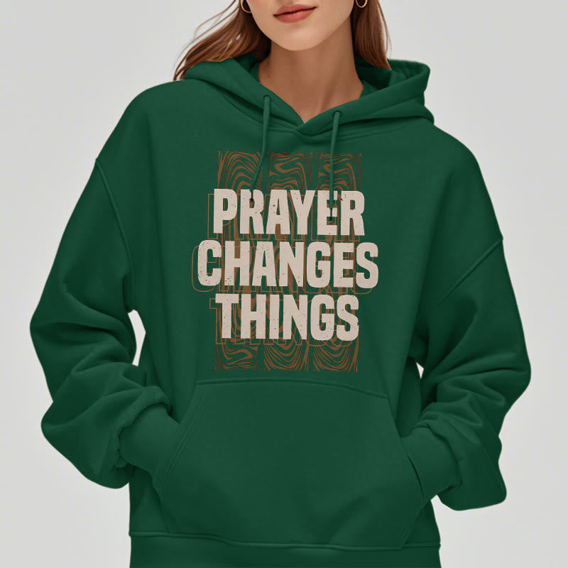 christiandiscipleshop Modern Style Prayer Changes Things Fleece Lined Polyester Hoodie