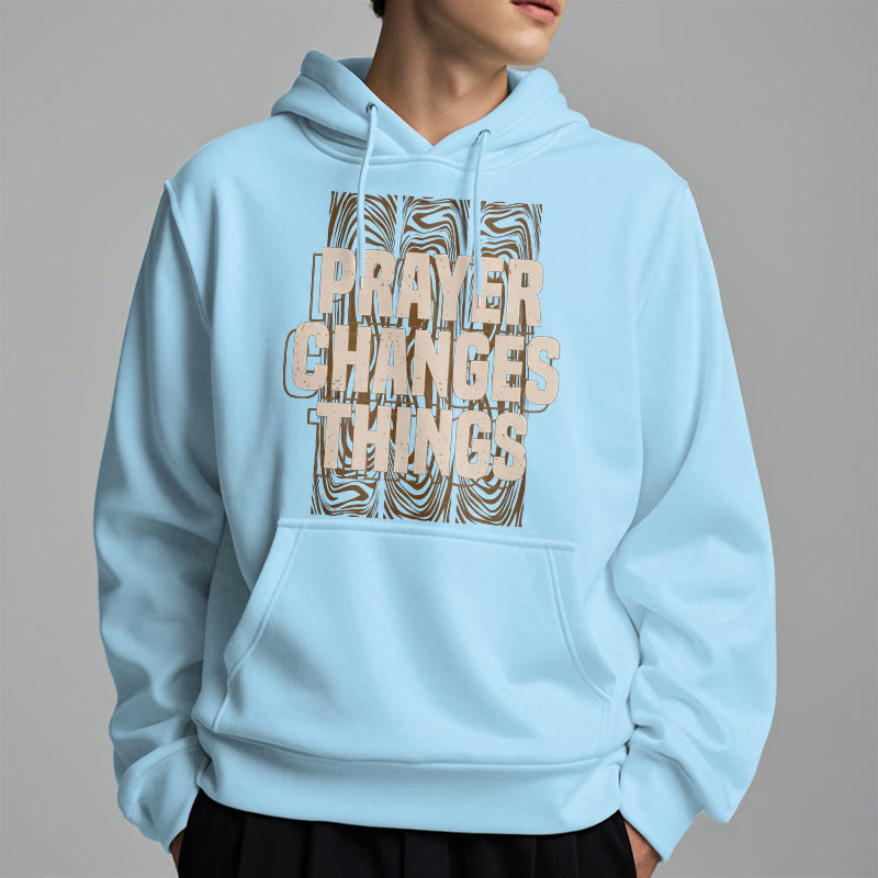 christiandiscipleshop Modern Style Prayer Changes Things Fleece Lined Polyester Hoodie