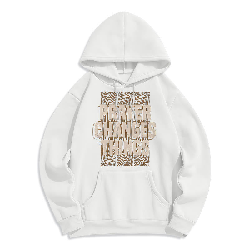 christiandiscipleshop Modern Style Prayer Changes Things Fleece Lined Polyester Hoodie