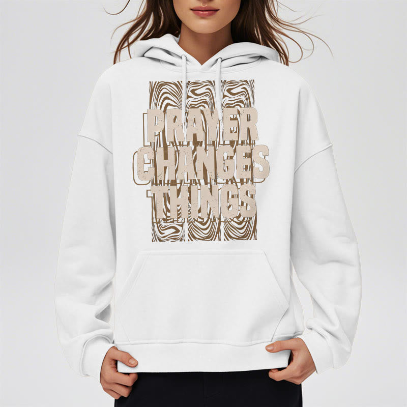 christiandiscipleshop Modern Style Prayer Changes Things Fleece Lined Polyester Hoodie