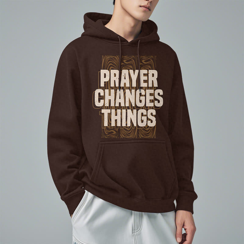 christiandiscipleshop Modern Style Prayer Changes Things Fleece Lined Polyester Hoodie