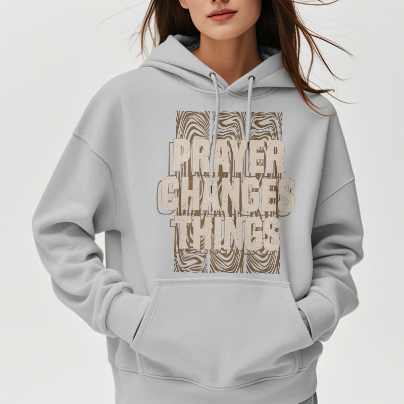 christiandiscipleshop Modern Style Prayer Changes Things Fleece Lined Polyester Hoodie