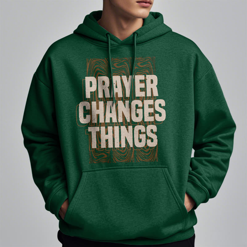 christiandiscipleshop Modern Style Prayer Changes Things Fleece Lined Polyester Hoodie