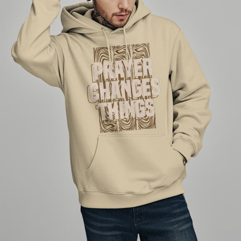 christiandiscipleshop Modern Style Prayer Changes Things Fleece Lined Polyester Hoodie
