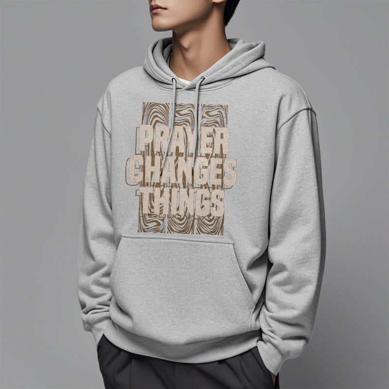christiandiscipleshop Modern Style Prayer Changes Things Fleece Lined Polyester Hoodie