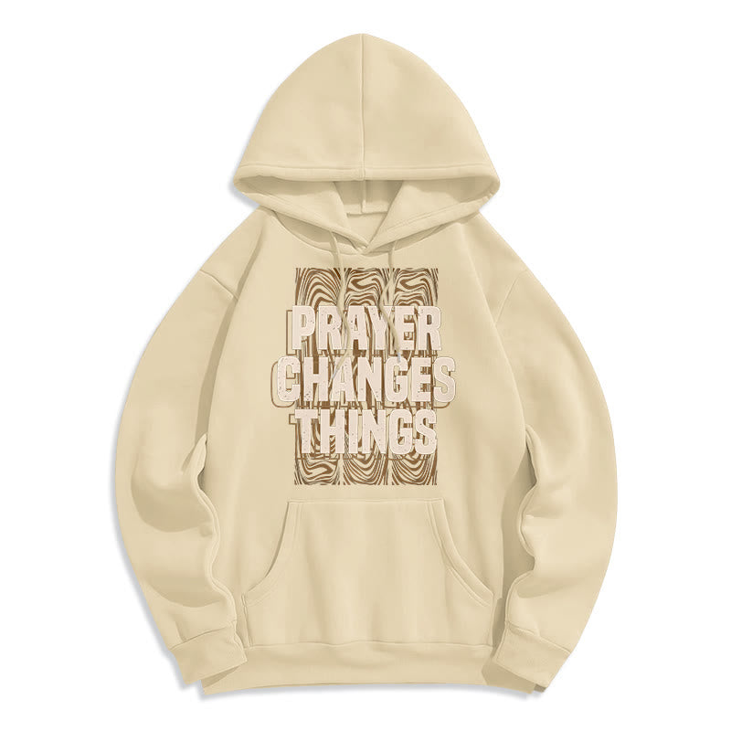 christiandiscipleshop Modern Style Prayer Changes Things Fleece Lined Polyester Hoodie