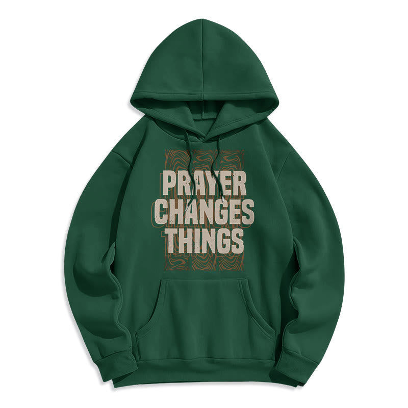 christiandiscipleshop Modern Style Prayer Changes Things Fleece Lined Polyester Hoodie