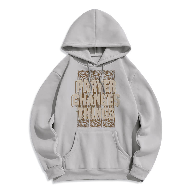 christiandiscipleshop Modern Style Prayer Changes Things Fleece Lined Polyester Hoodie