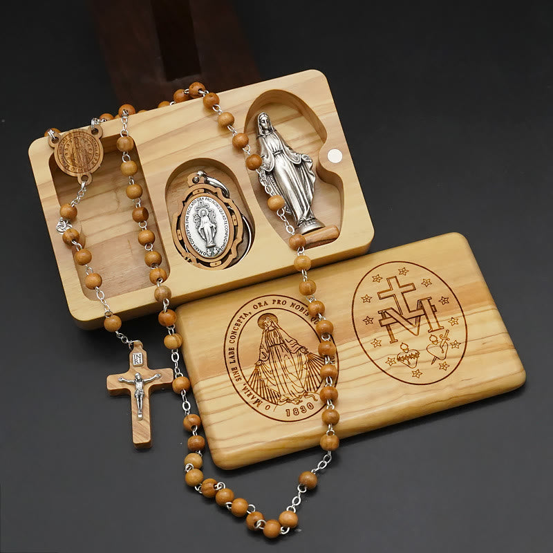 Christiandiscipleshop Classic Style Devotional Virgin Mary Olive Wood Rosary Set