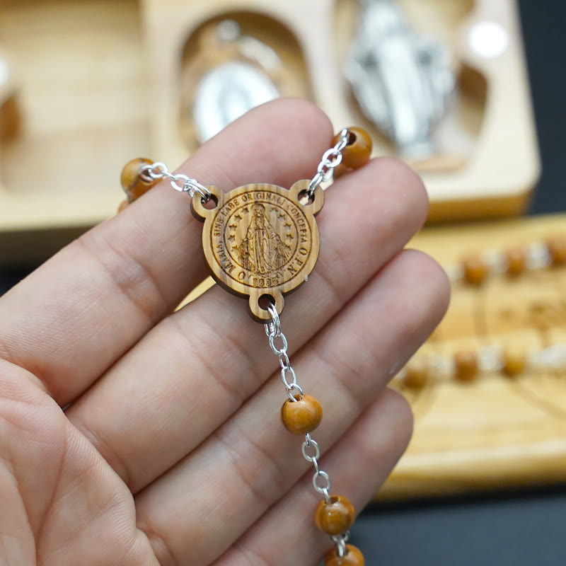 Christiandiscipleshop Classic Style Devotional Virgin Mary Olive Wood Rosary Set