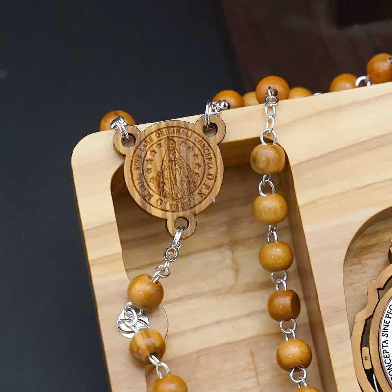 Christiandiscipleshop Classic Style Devotional Virgin Mary Olive Wood Rosary Set