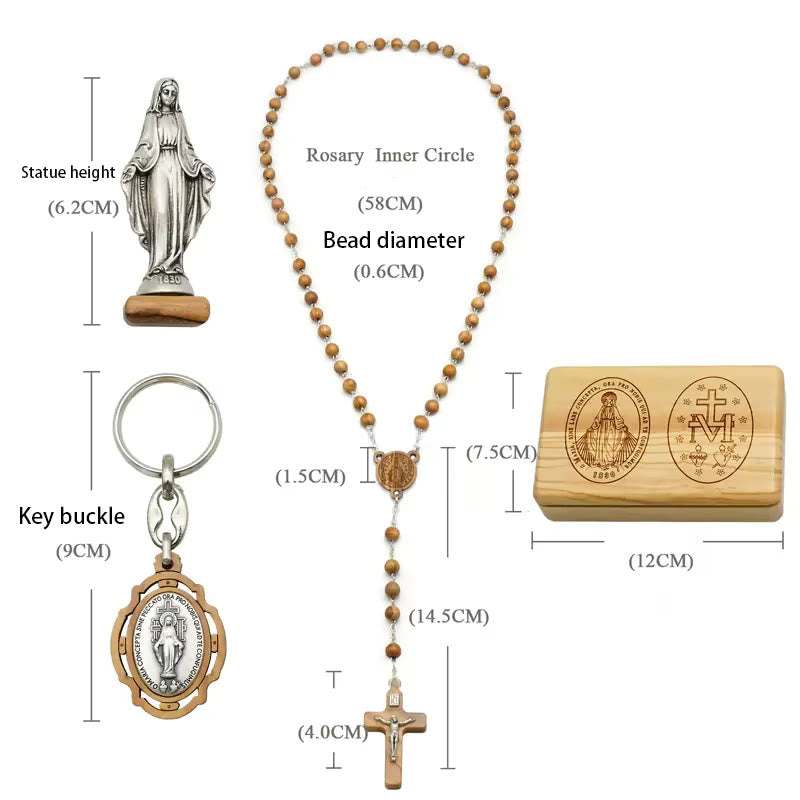 Christiandiscipleshop Classic Style Devotional Virgin Mary Olive Wood Rosary Set