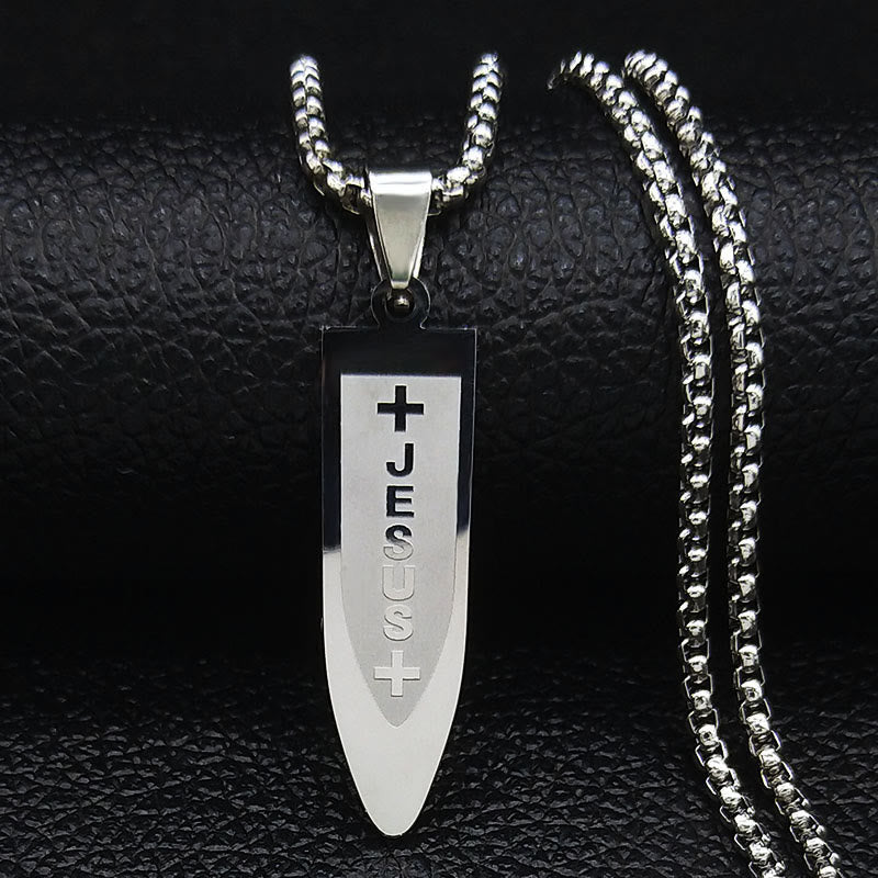 christiandiscipleshop Modern Style Engraved Divine Jesus Cross Pendant Necklace