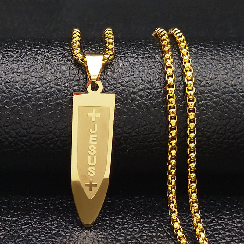christiandiscipleshop Modern Style Engraved Divine Jesus Cross Pendant Necklace