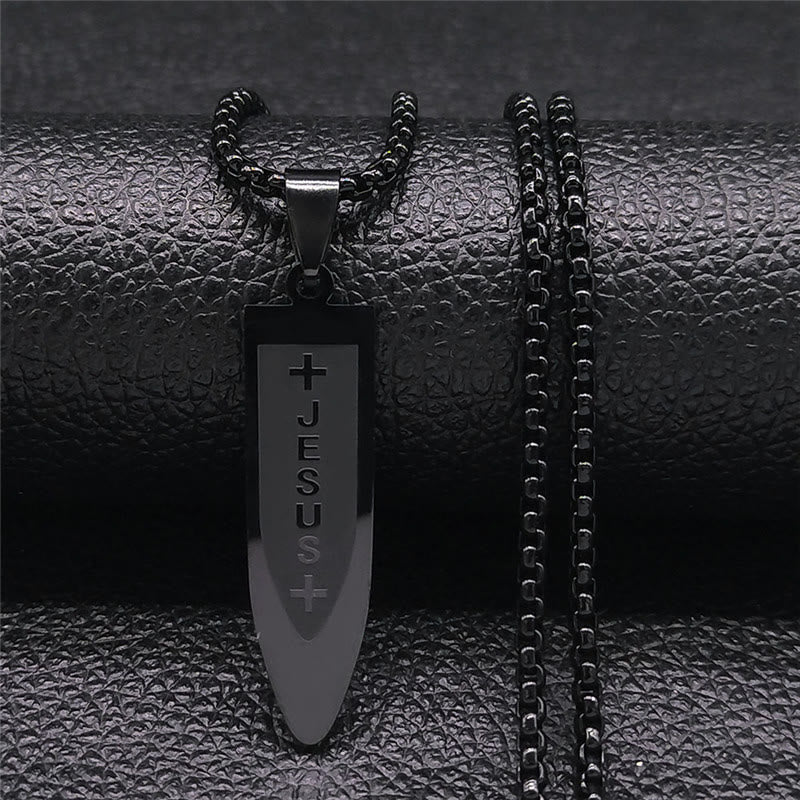 christiandiscipleshop Modern Style Engraved Divine Jesus Cross Pendant Necklace