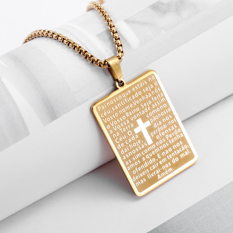 Christiandiscipleshop Classic Style Scripture Lord's Prayer Cross Pendant Necklace