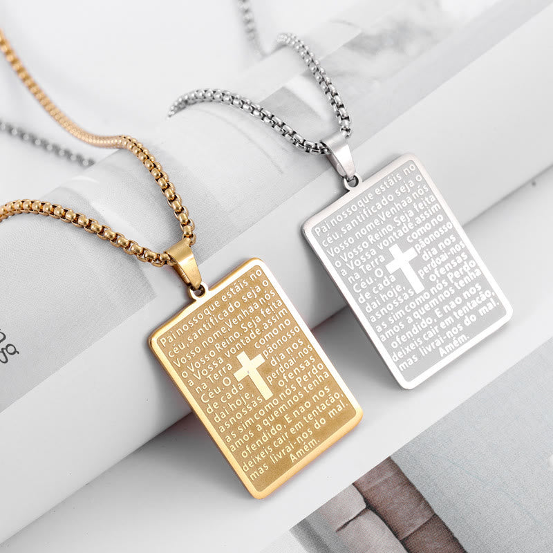 Christiandiscipleshop Classic Style Scripture Lord's Prayer Cross Pendant Necklace