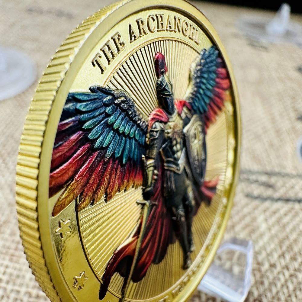 Christiandiscipleshop Classic Style Saint Michael Archangel Guardian Psalm 91:10-11 Protection Strengthen Connection Coin