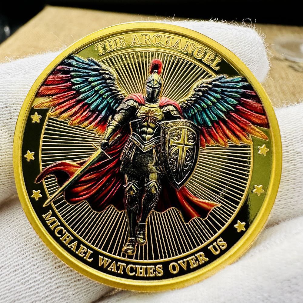 Christiandiscipleshop Classic Style Saint Michael Archangel Guardian Psalm 91:10-11 Protection Strengthen Connection Coin