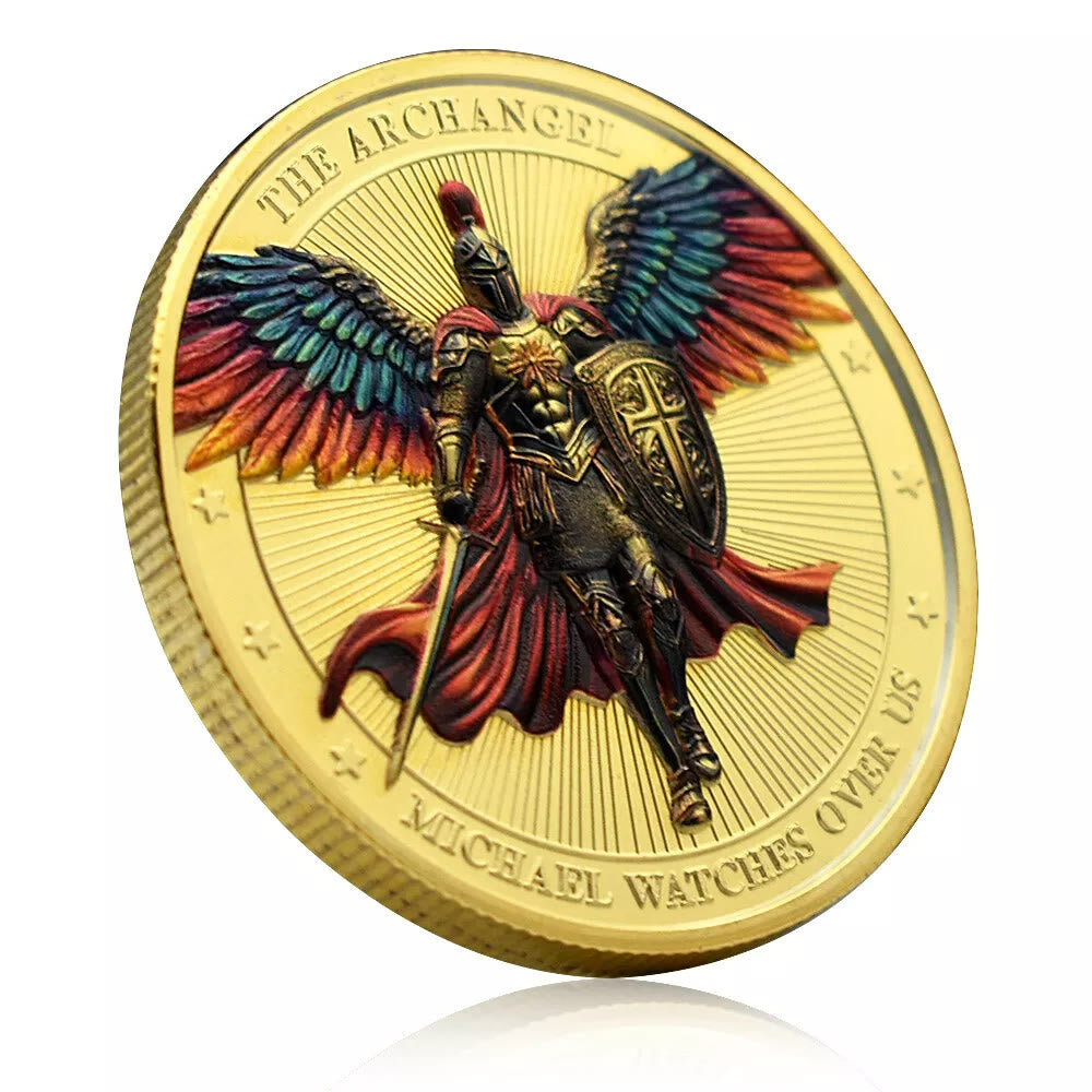 Christiandiscipleshop Classic Style Saint Michael Archangel Guardian Psalm 91:10-11 Protection Strengthen Connection Coin