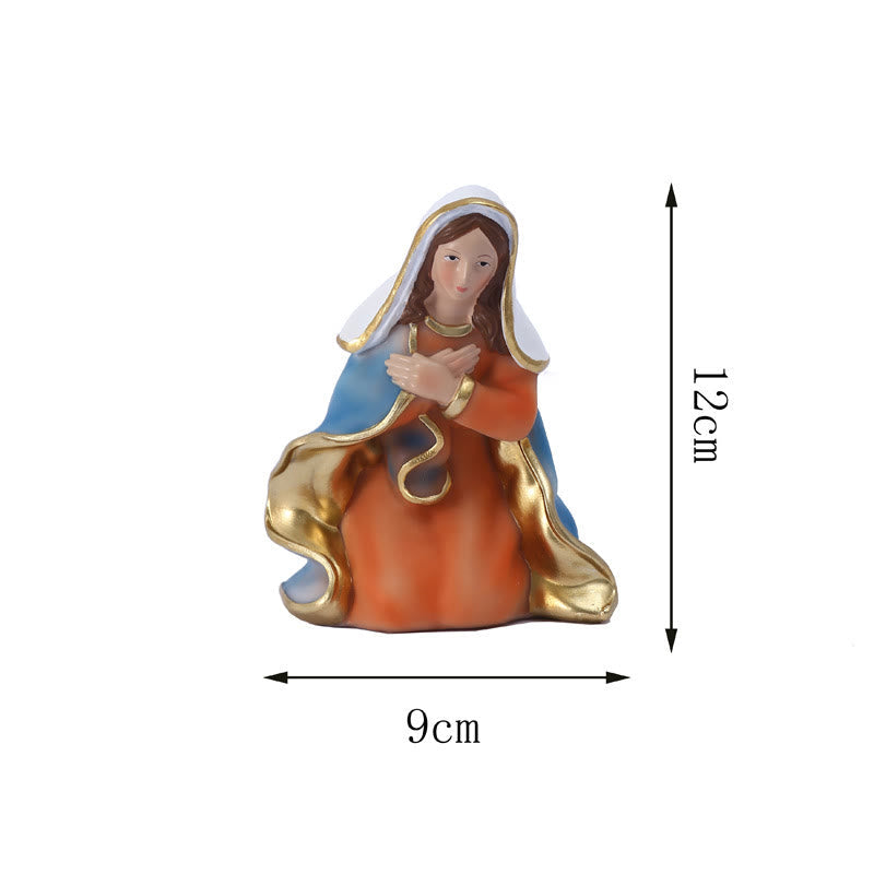 Christiandiscipleshop Classic Style Holy Night Nativity Scene Resin Figurine Desktop Ornaments Set