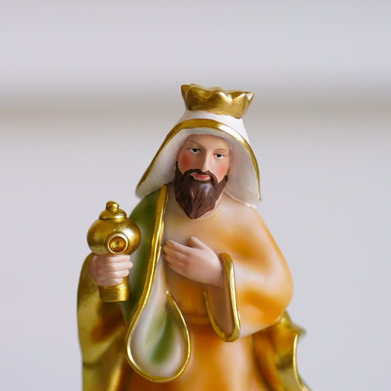 Christiandiscipleshop Classic Style Holy Night Nativity Scene Resin Figurine Desktop Ornaments Set
