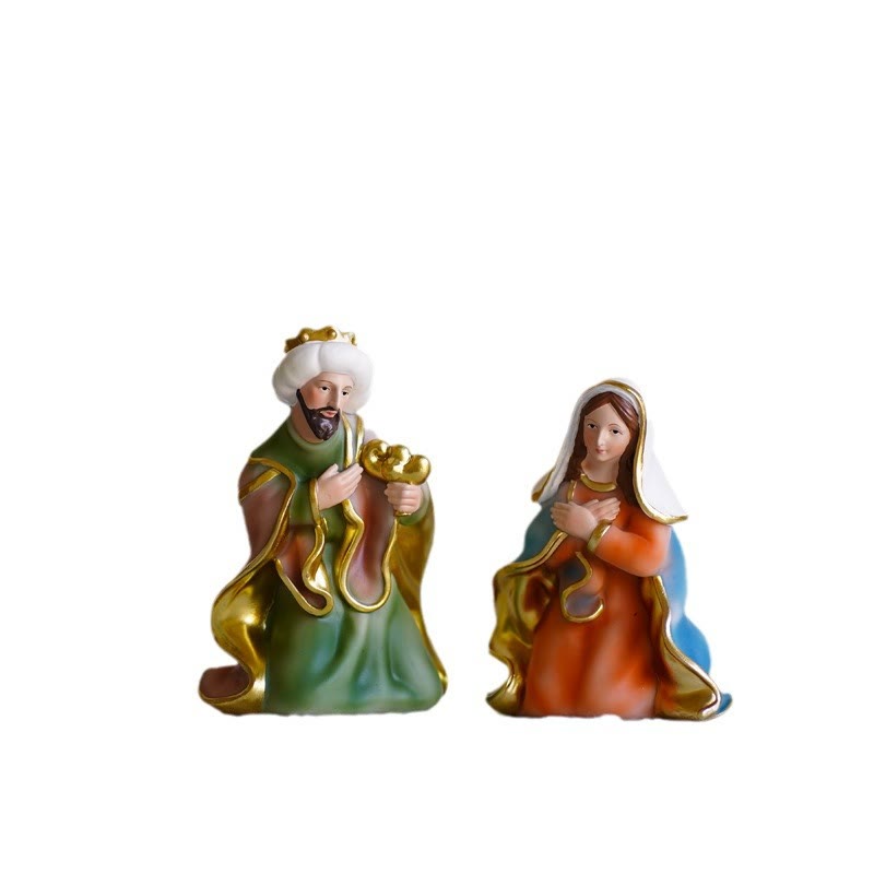 Christiandiscipleshop Classic Style Holy Night Nativity Scene Resin Figurine Desktop Ornaments Set