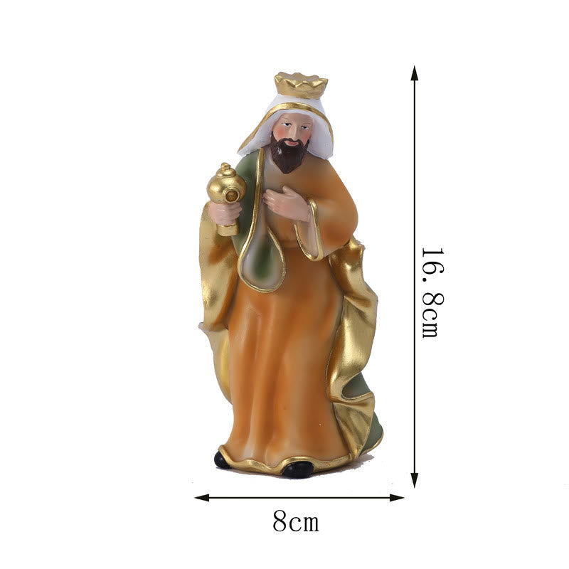 Christiandiscipleshop Classic Style Holy Night Nativity Scene Resin Figurine Desktop Ornaments Set