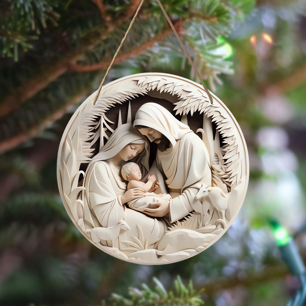 Christiandiscipleshop Realistic Sculpture Styles Holy Family Nativity Hanging Ornaments B