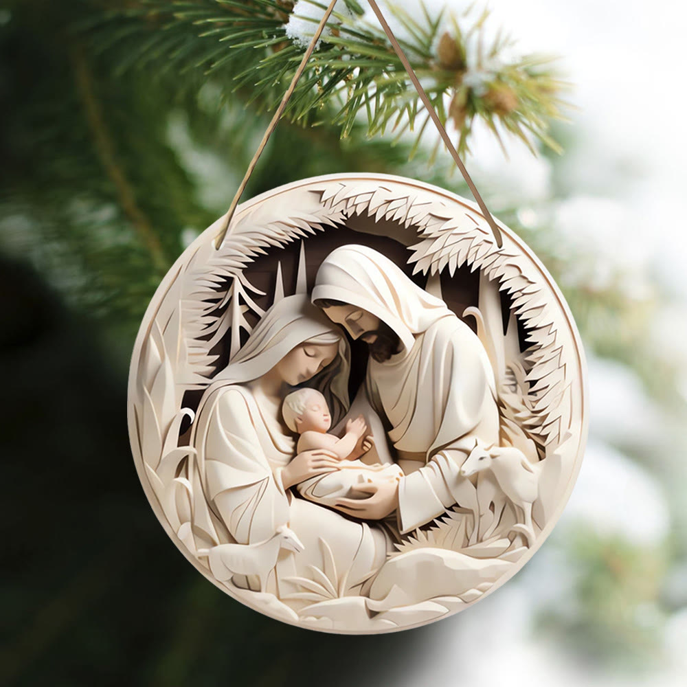 Christiandiscipleshop Realistic Sculpture Styles Holy Family Nativity Hanging Ornaments B
