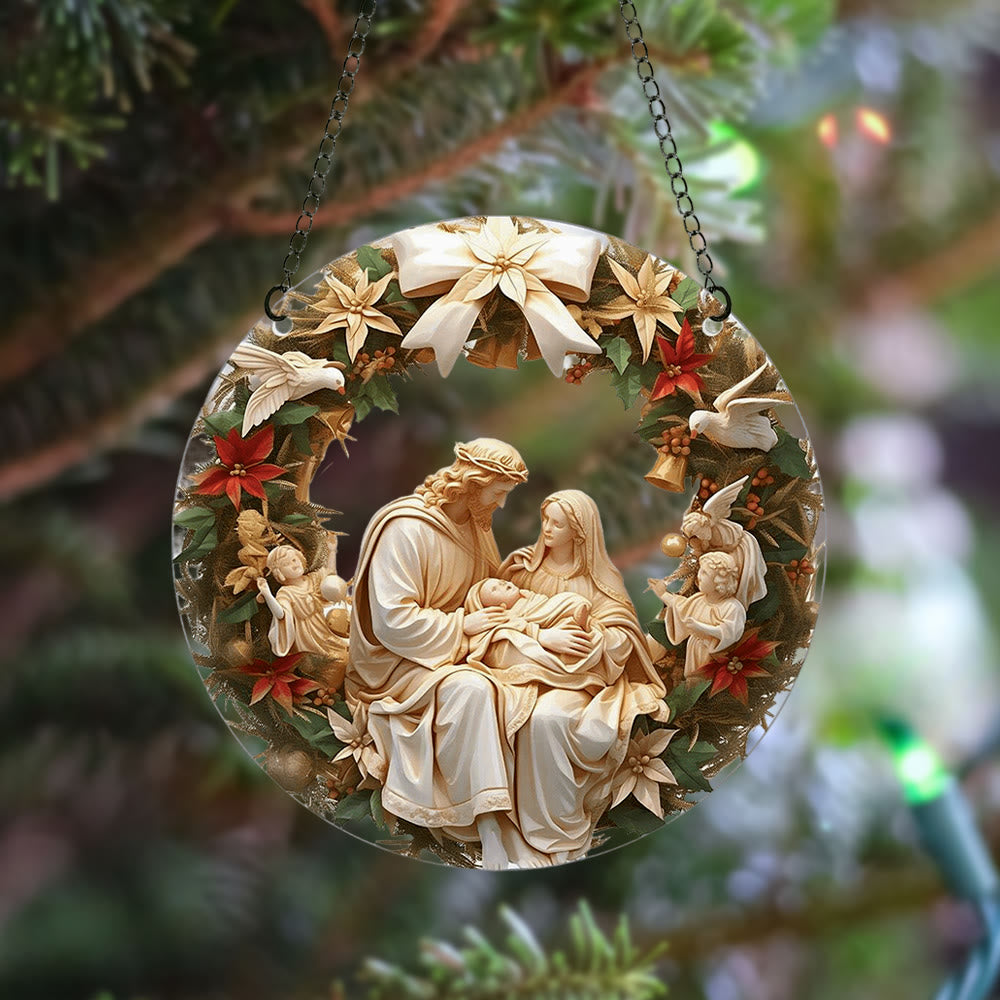Christiandiscipleshop Sculptural Realism Style Holy Family Christmas Parasite Hanging Ornaments