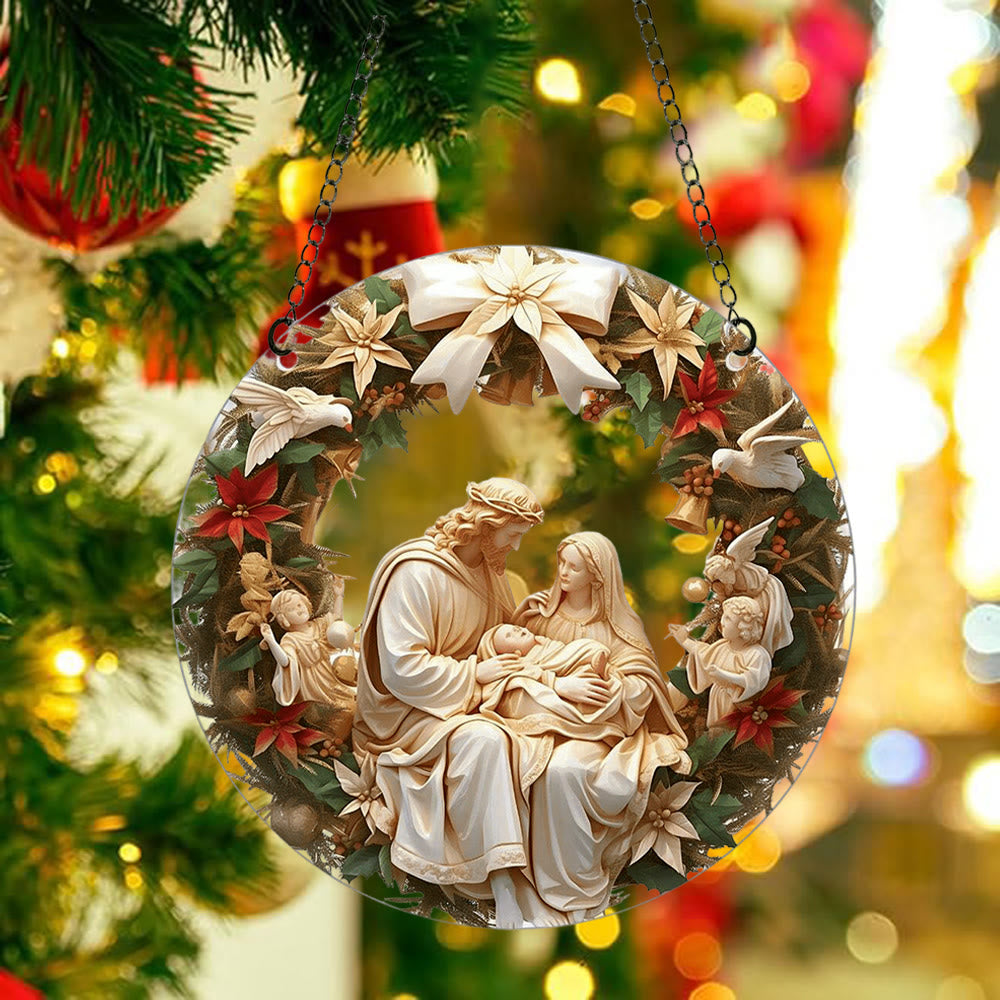 Christiandiscipleshop Sculptural Realism Style Holy Family Christmas Parasite Hanging Ornaments