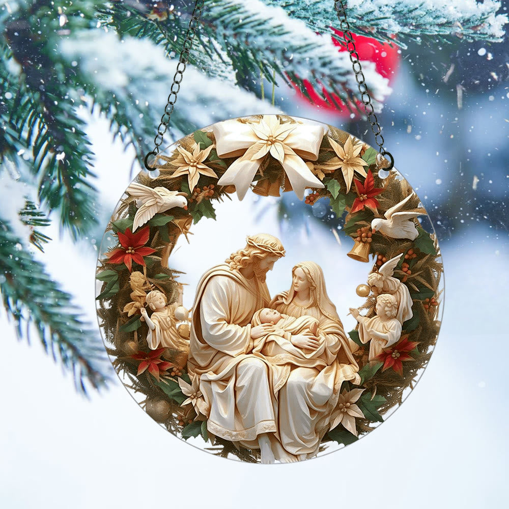 Christiandiscipleshop Sculptural Realism Style Holy Family Christmas Parasite Hanging Ornaments