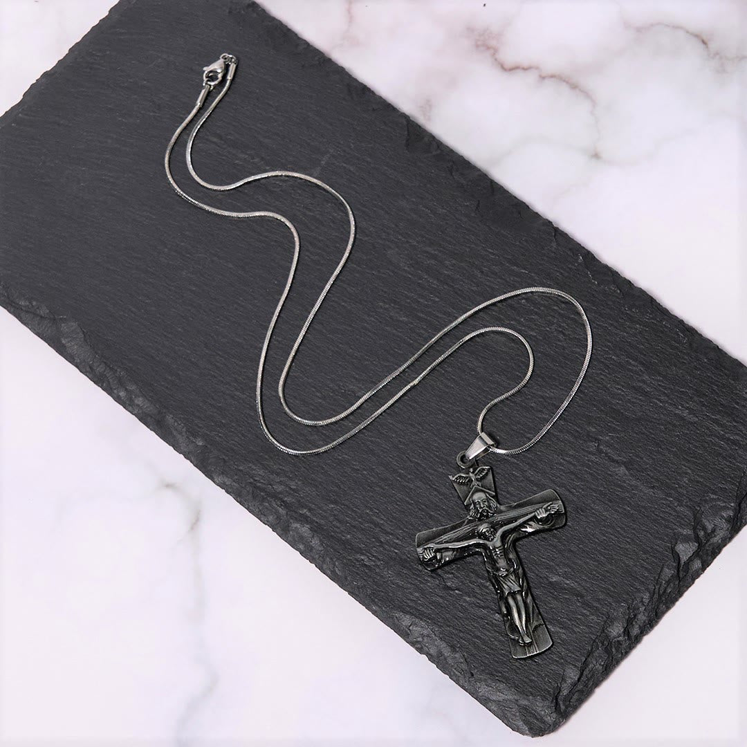 Christiandiscipleshop Classic Style Trinity Cross Father & Son & Holy Spirit Pendant Necklace