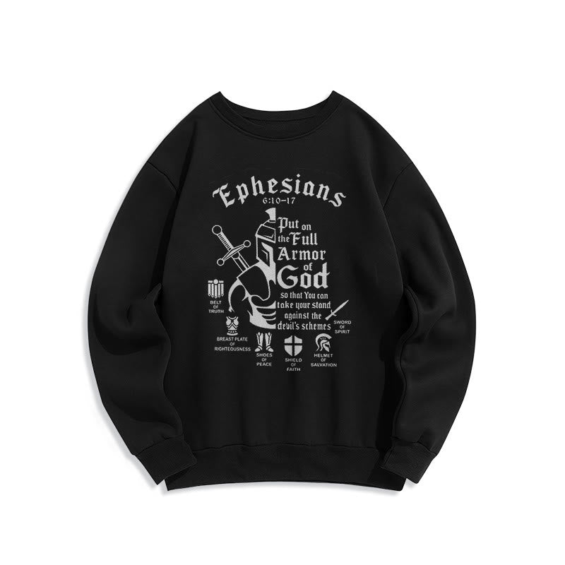 Christiandiscipleshop Zitat-Stil Volle Rüstung Gottes Fleece-gefüttertes Polyester-Sweatshirt