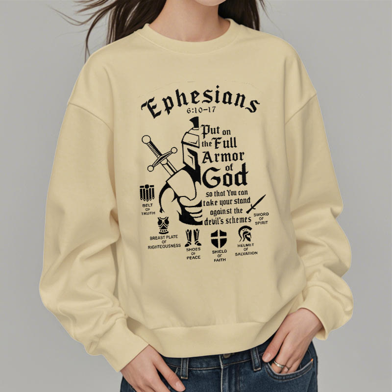 Christiandiscipleshop Quotation Style Full Armor of God Fleece Lined Polyester Sweatshirt