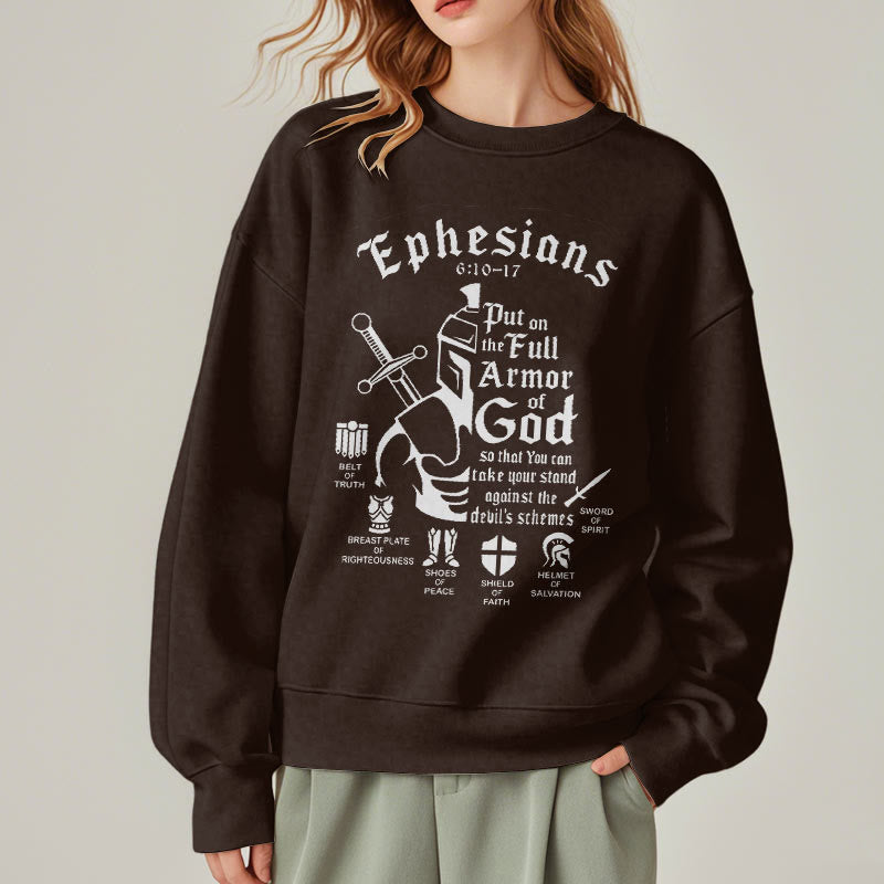Christiandiscipleshop Quotation Style Full Armor of God Fleece Lined Polyester Sweatshirt