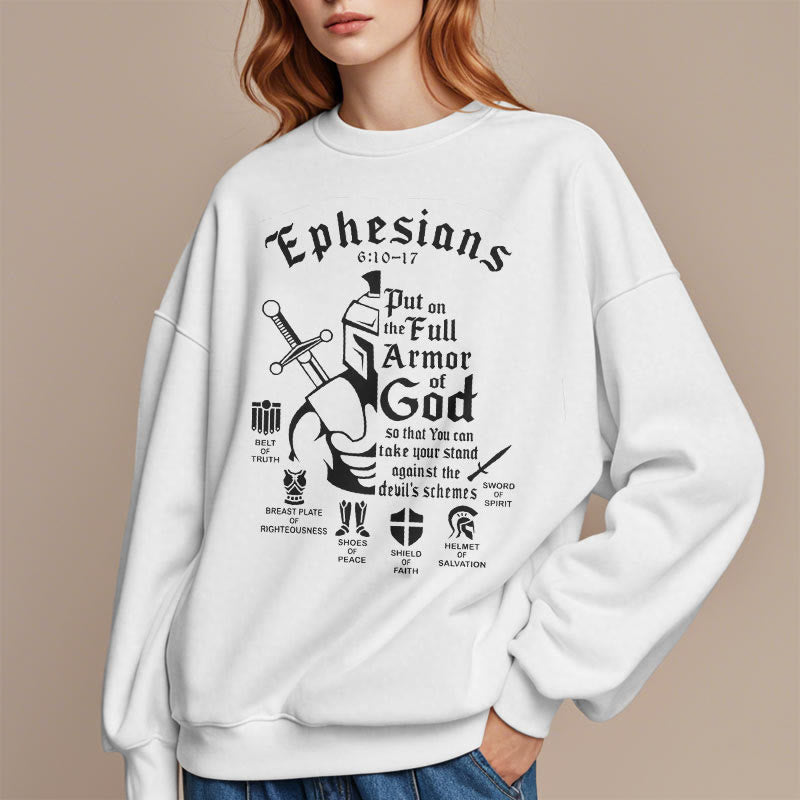 Christiandiscipleshop Quotation Style Full Armor of God Fleece Lined Polyester Sweatshirt