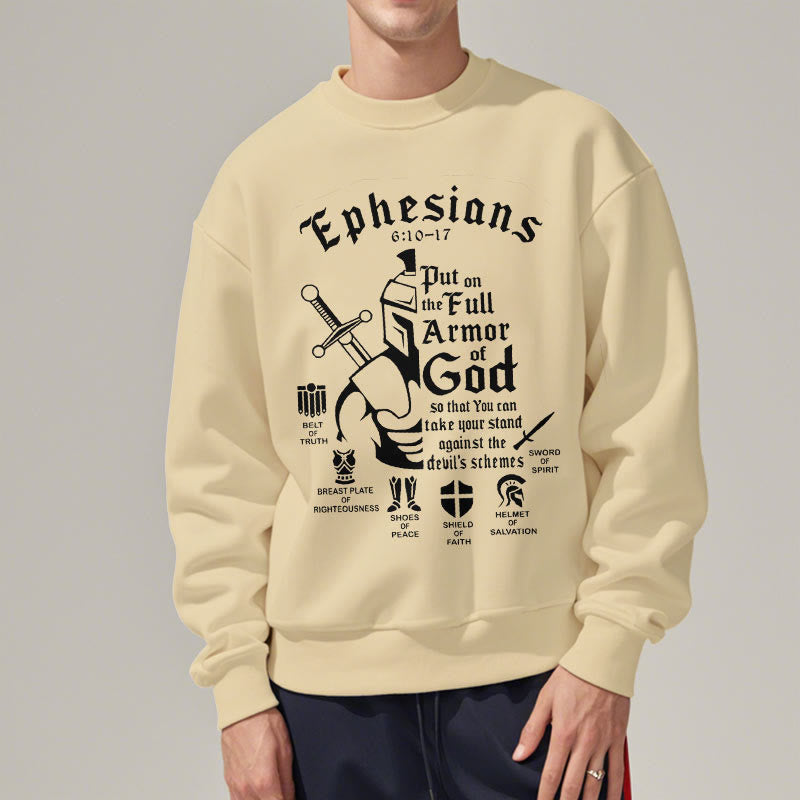 Christiandiscipleshop Zitat-Stil Volle Rüstung Gottes Fleece-gefüttertes Polyester-Sweatshirt