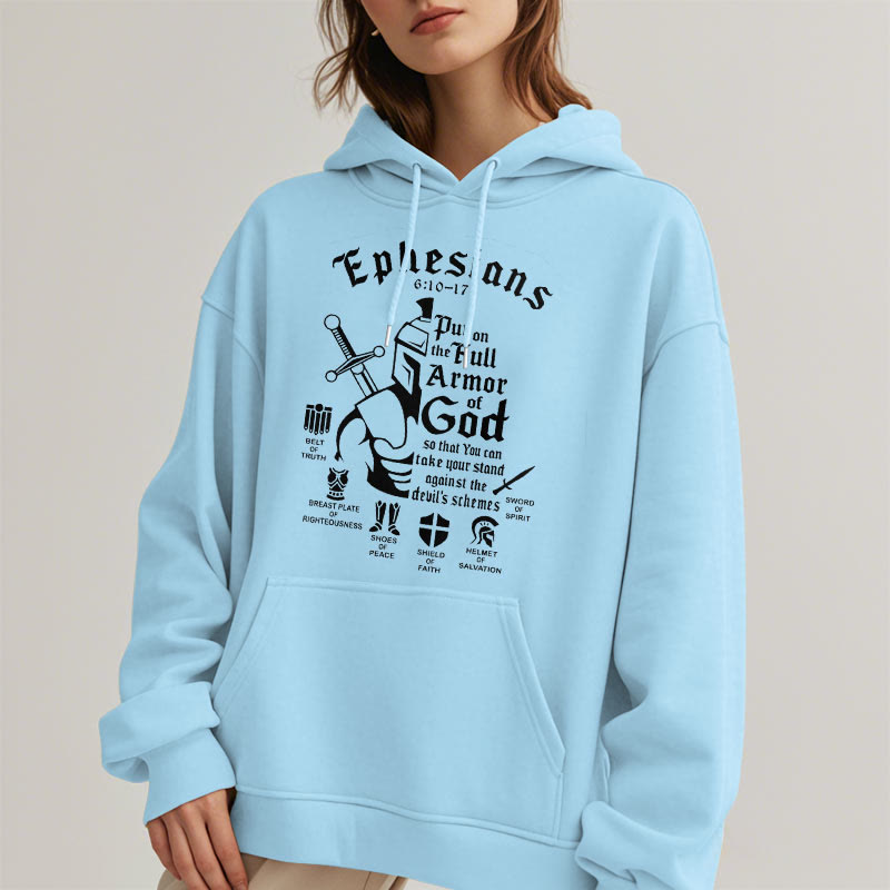 Christiandiscipleshop Quotation Style Full Armor of God Fleece Lined Polyester Hoodie