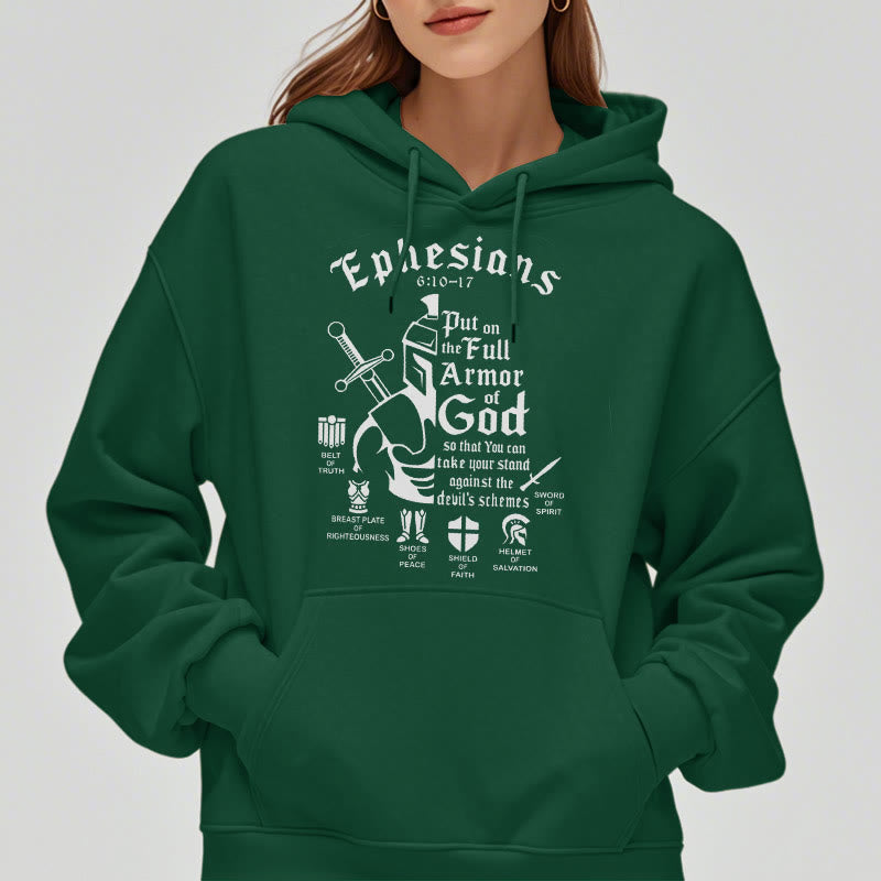 Christiandiscipleshop Quotation Style Full Armor of God Fleece Lined Polyester Hoodie