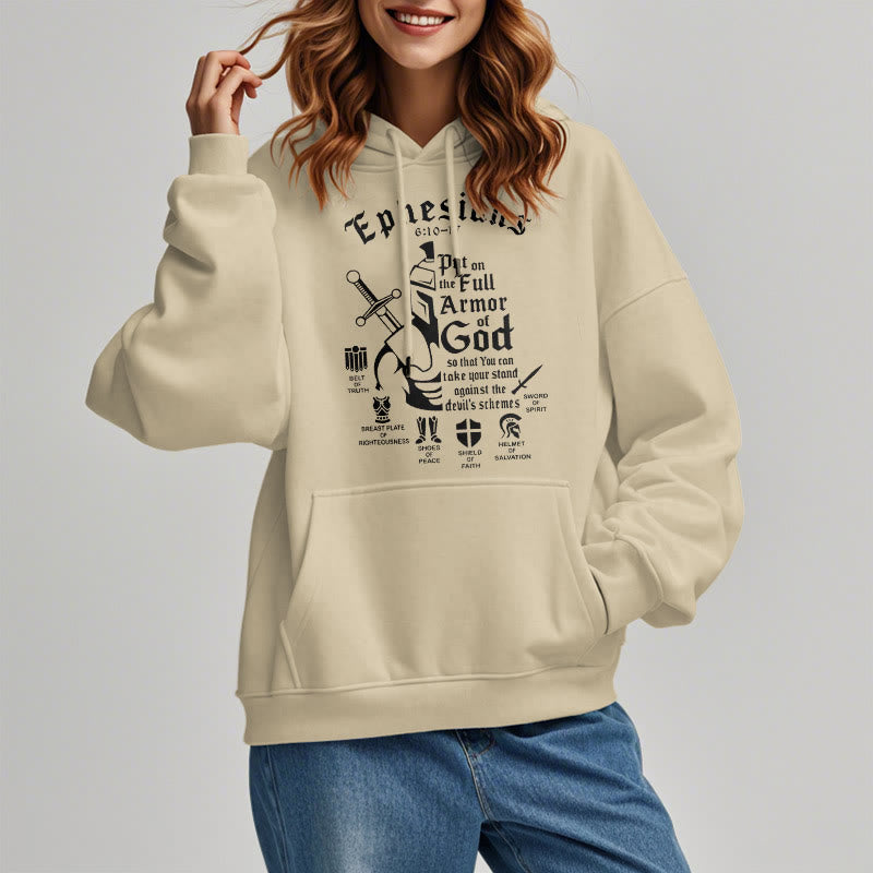 Christiandiscipleshop Quotation Style Full Armor of God Fleece Lined Polyester Hoodie