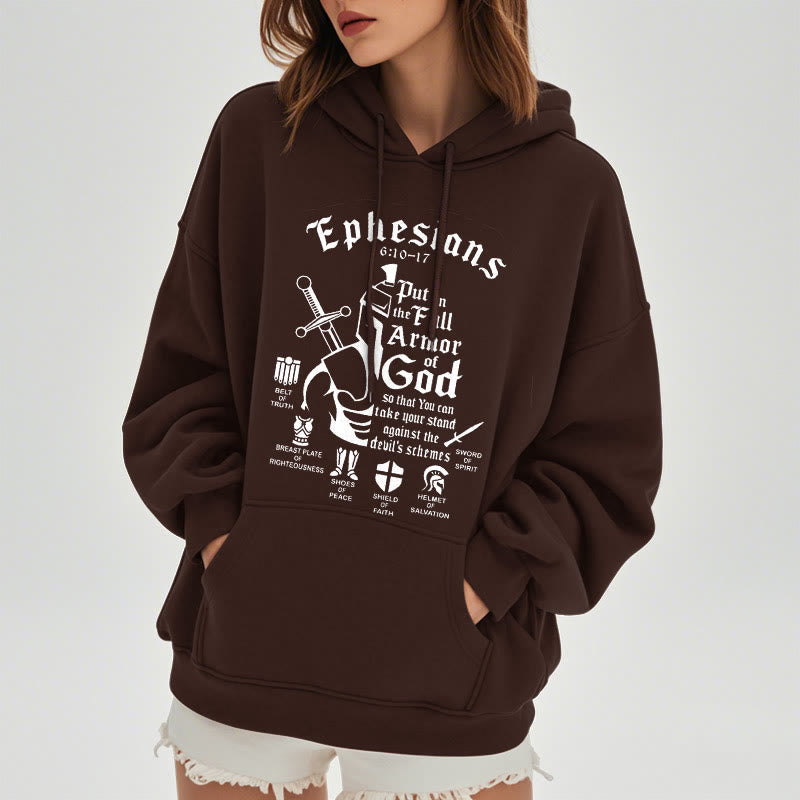 Christiandiscipleshop Quotation Style Full Armor of God Fleece Lined Polyester Hoodie