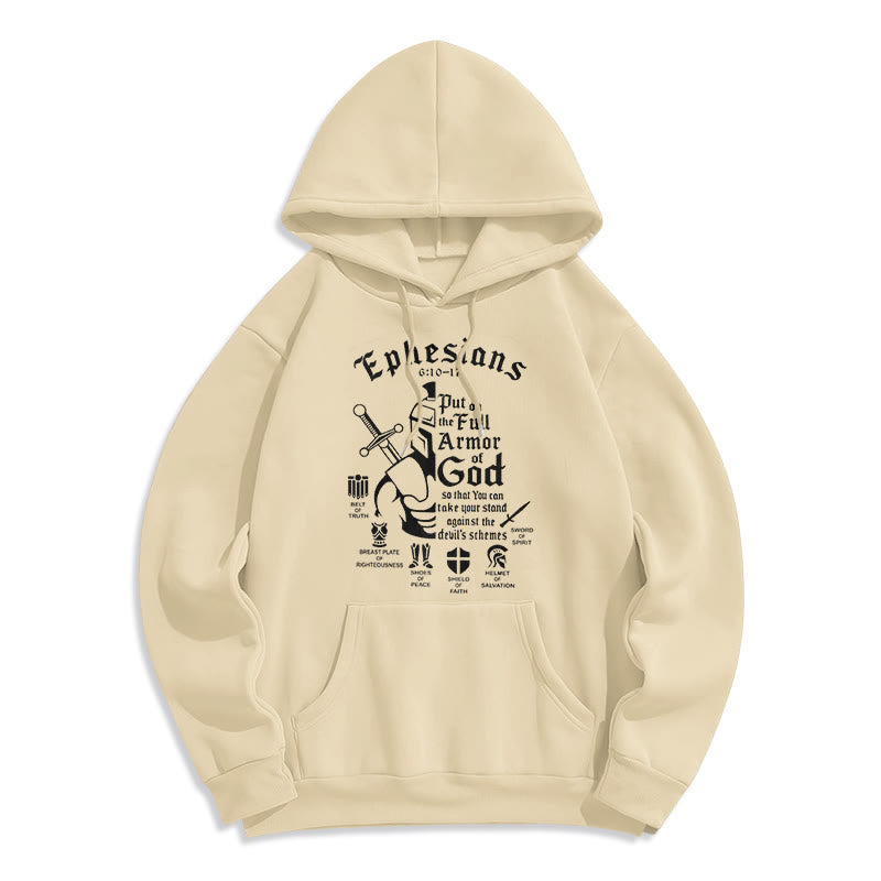 Christiandiscipleshop Quotation Style Full Armor of God Fleece Lined Polyester Hoodie