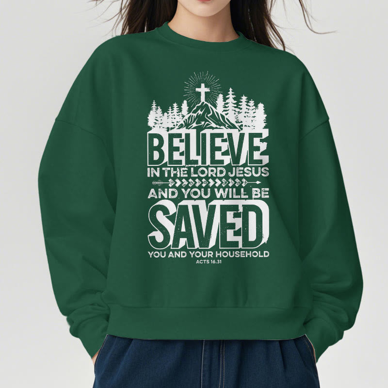 christiandiscipleshop Modern Style Believe In The Jesus Lord Fleece Lined Polyester Sweatshirt