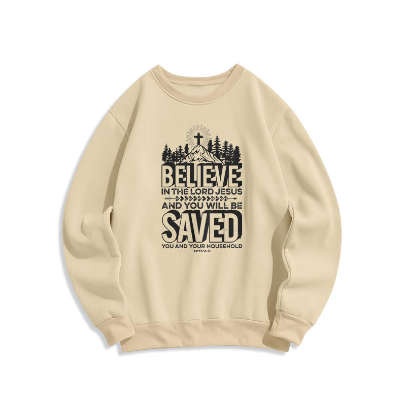 christiandiscipleshop Modern Style Believe In The Jesus Lord Fleece Lined Polyester Sweatshirt