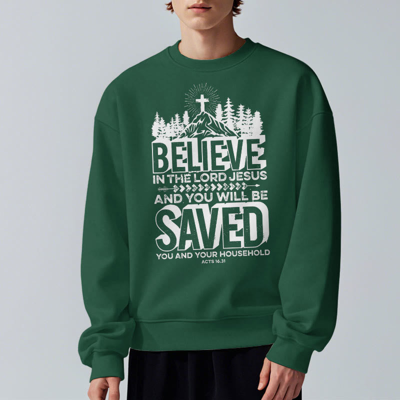 christiandiscipleshop Modern Style Believe In The Jesus Lord Fleece Lined Polyester Sweatshirt
