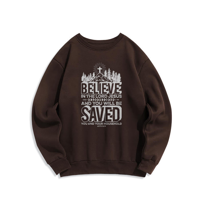 christiandiscipleshop Modern Style Believe In The Jesus Lord Fleece Lined Polyester Sweatshirt