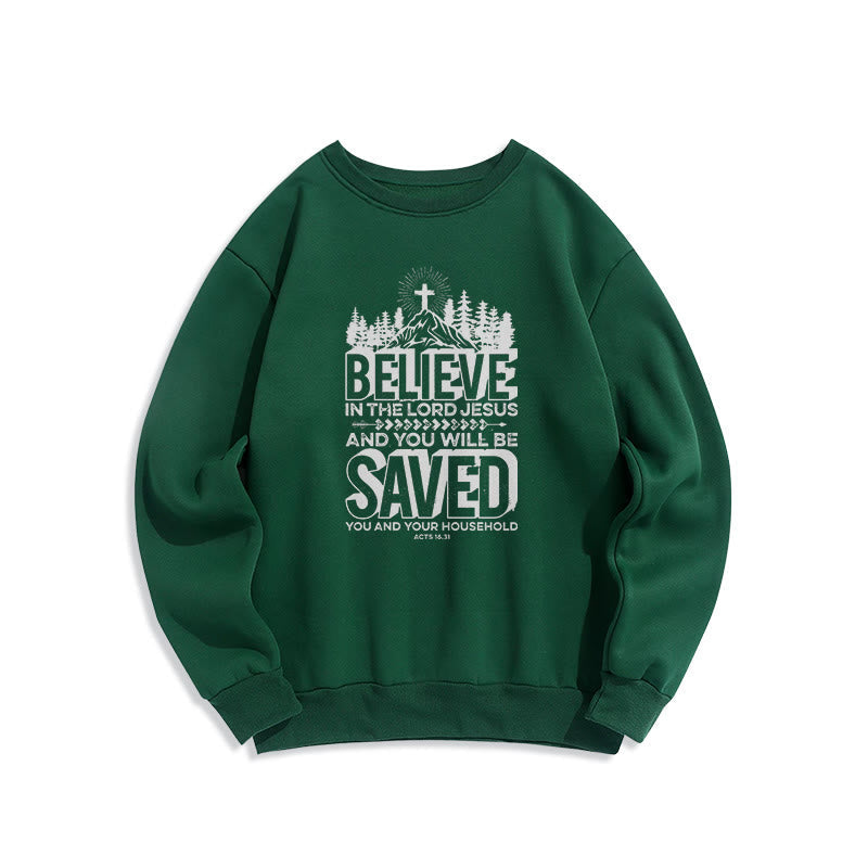 christiandiscipleshop Modern Style Believe In The Jesus Lord Fleece Lined Polyester Sweatshirt